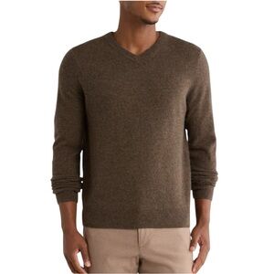 Nordstrom Men's Cashmere Blend V-Neck Sweater Brown Desert Heather XXL Academia